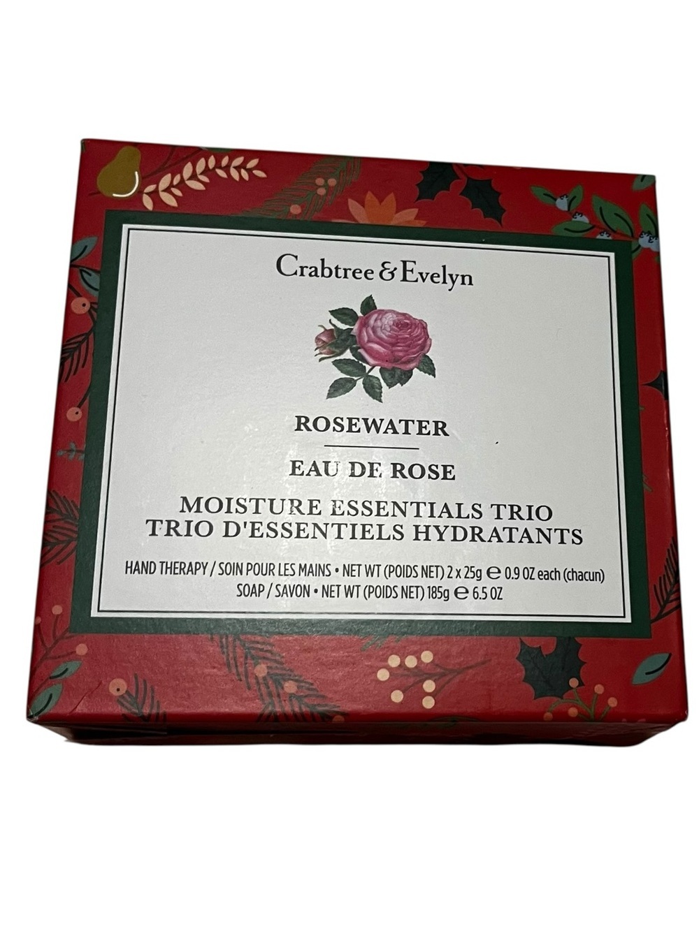 Crabtree & Evelyn moisture essentials trio rose water soap hand lotion new nib